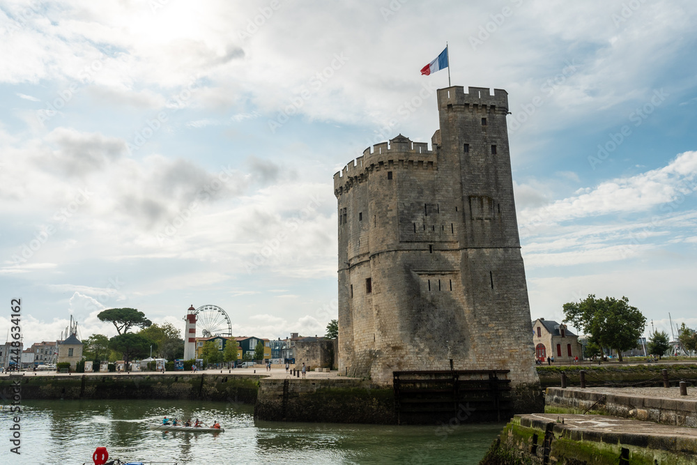 The Chain Tower of La Rochelle in the medieval Port Fort. Coastal town in southwestern France