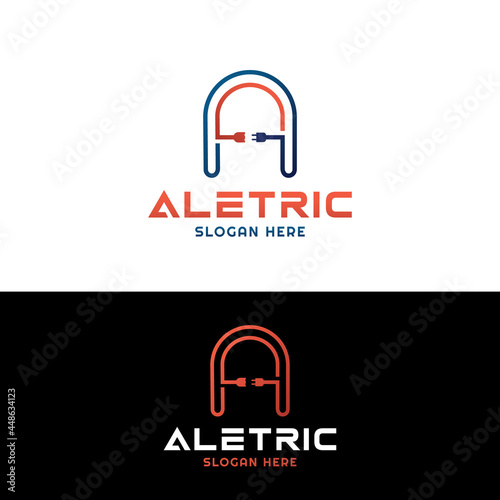 Letter A electricity logo design.