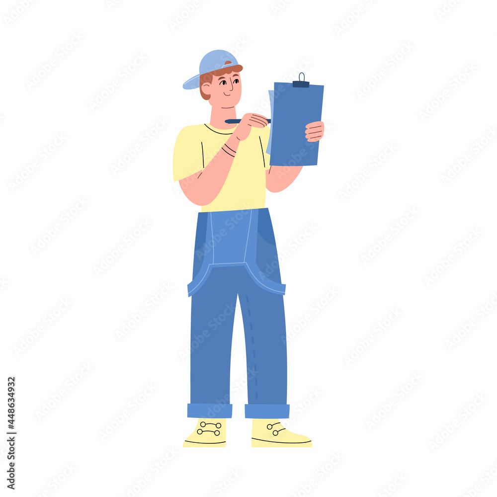Warehouse worker holding paper sheet with list cargo for checking storehouse. Warehouse worker holding paper sheet with list cargo for checking storehouse.