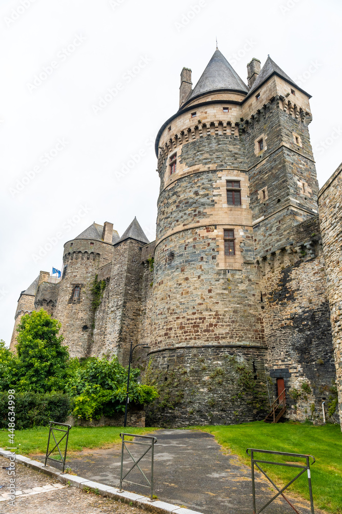 Vitre Castle walls. Ille-et-Vilaine department, Brittany region, France