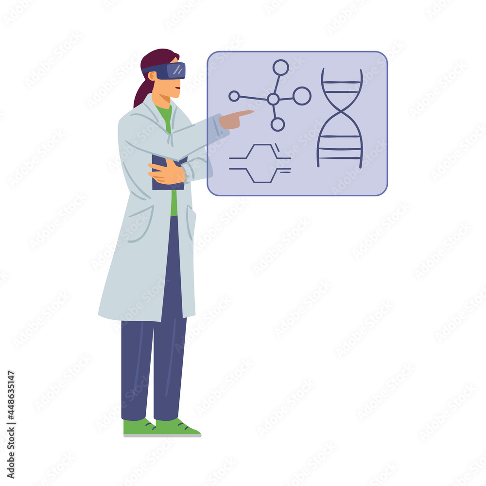 Female scientist genetic study information about structure dna molecules. Female scientist genetic study information about structure dna molecules.