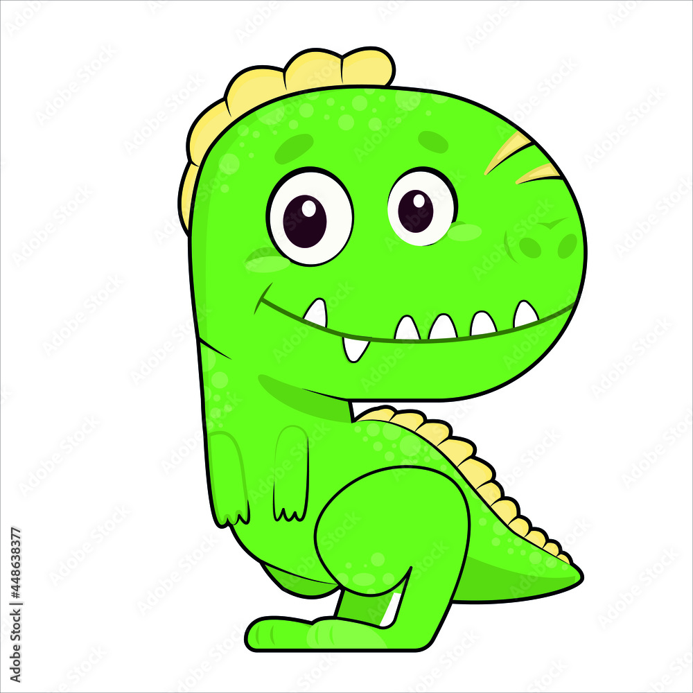 Fototapeta premium green donosaurus for kids print coloring background