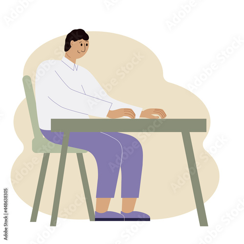 Illustration of a stylish man sitting on a chair at the table