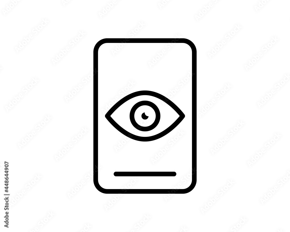 Smartphone scanning eye. Security check symbol. Mobile phone and eye scanner. Illustration vector Smartphone scanning eye. Security check symbol. Mobile phone and eye scanner. Illustration vector