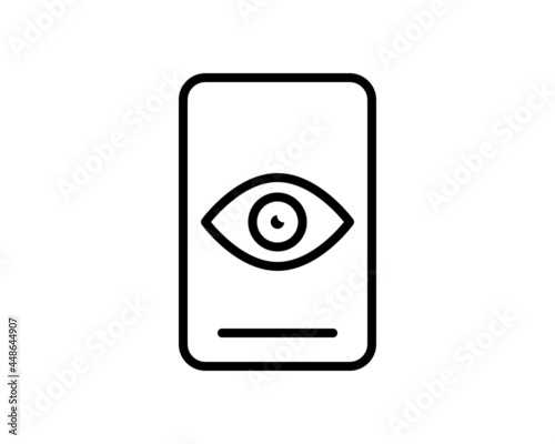 Smartphone scanning eye. Security check symbol. Mobile phone and eye scanner. Illustration vector