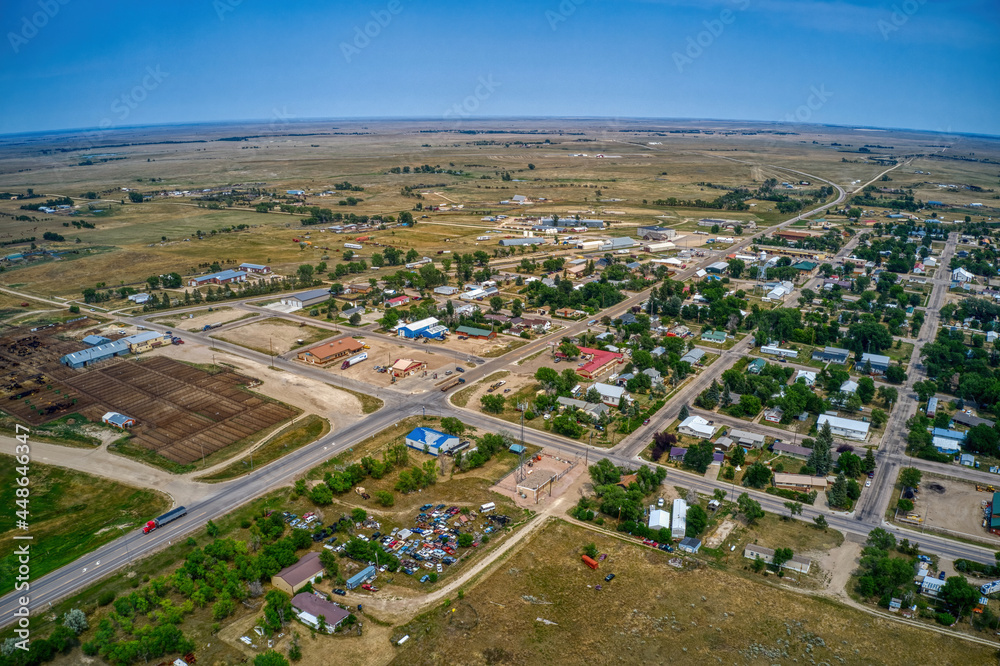 Aerial View of the Town of Faith in Northwest South Dakota