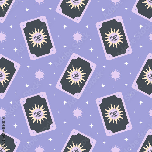 occult card seamless pattern, halloween magic background