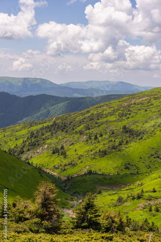 Carpathian mountains with magical sky.