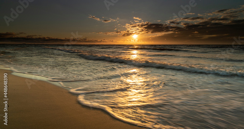 Sunset by the sea. Nature and nature landscape at sunset.