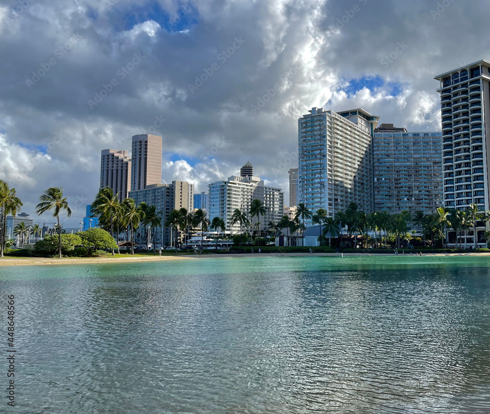 the lagoon at Waikiki beach in Honolulu Hawaii.