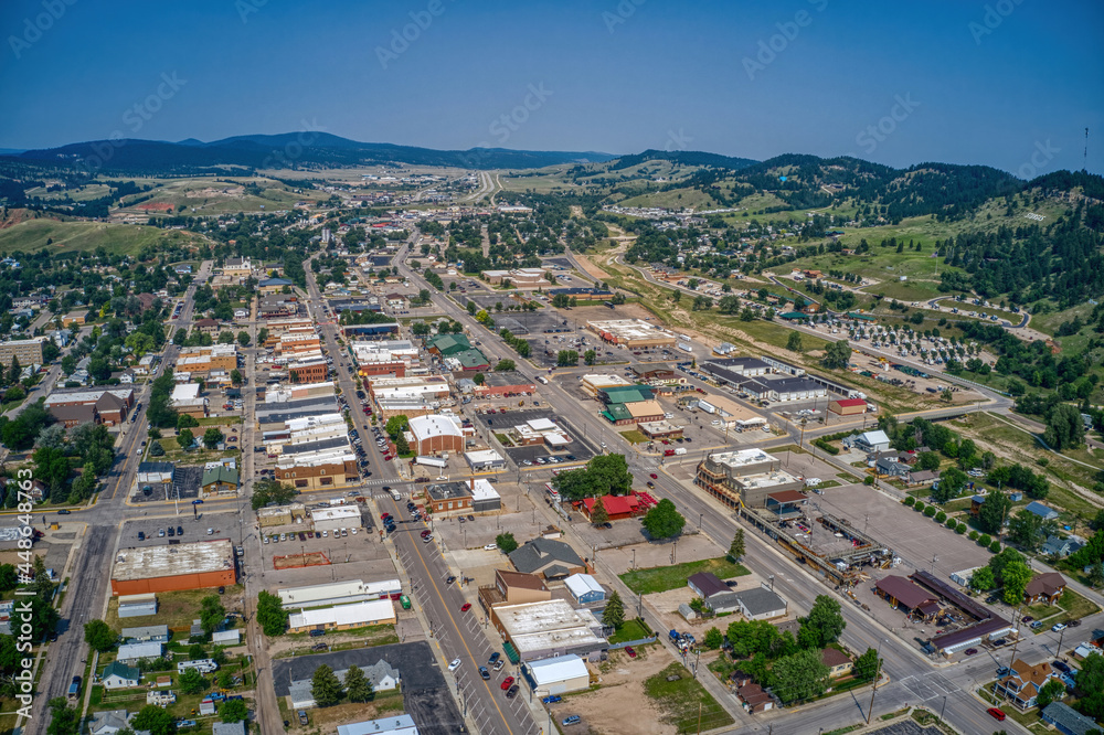 Aerial View of Sturgis, South Dakota Which hosts an annual Motorcycle Rally