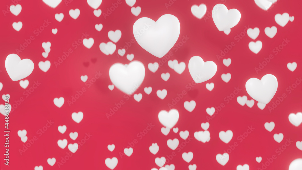 Playful love hearts. Beautiful background for Valentine's Day. 3d illustration, 3d Rendering
