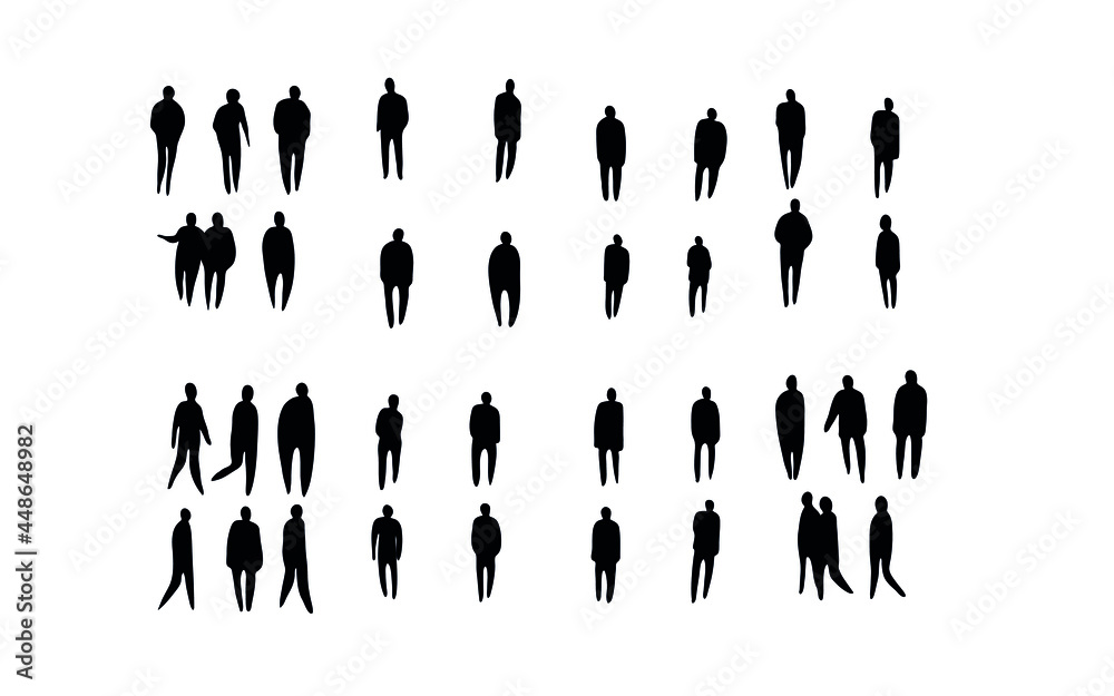 Vector illustration, Outline silhouettes of people, Contour drawing, people  silhouette, Icon Set Isolated , Silhouette of sitting people, Architectural  set Stock Vector | Adobe Stock