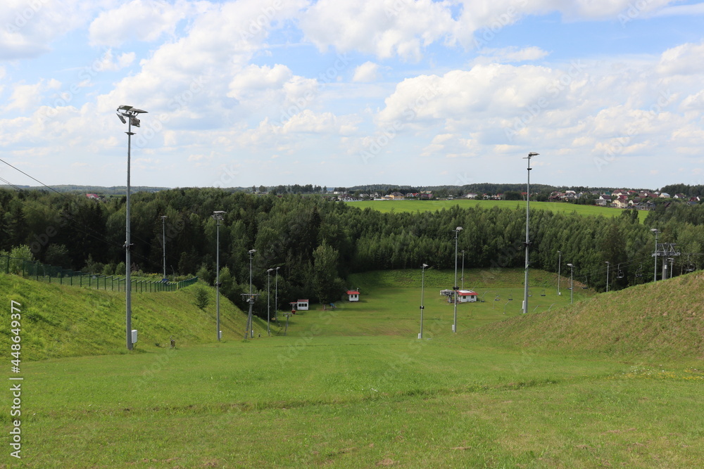 Obraz premium extreme ski park in summer with tracks