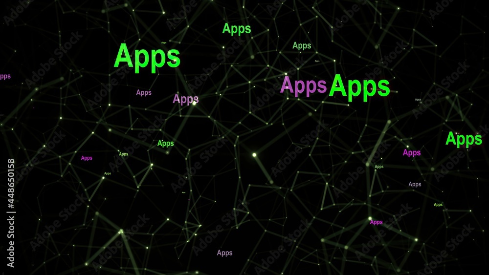 Apps text against network background Apps text against network background