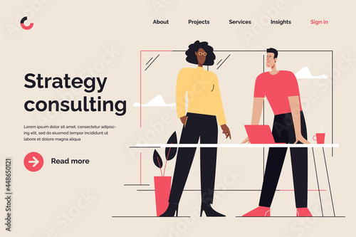 Business concept flat style outline vector illustration on the subject of meeting, discussing, consulting. Editable stroke