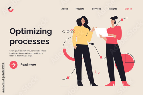 Business concept flat style outline vector illustration on the subject of data analysis, innovations, developing. Editable stroke