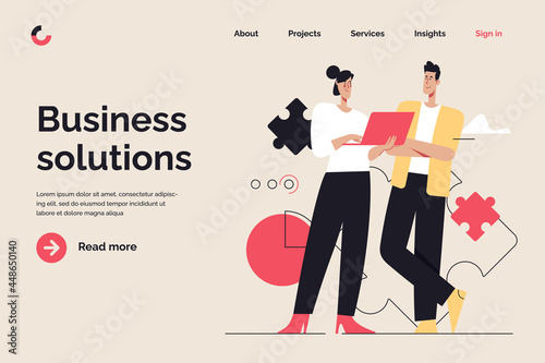 Business concept flat style outline vector illustration on the subject of management, finance solutions, optimization. Editable stroke