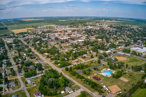 Aerial View of Gettysburg, South Dakota during Summer