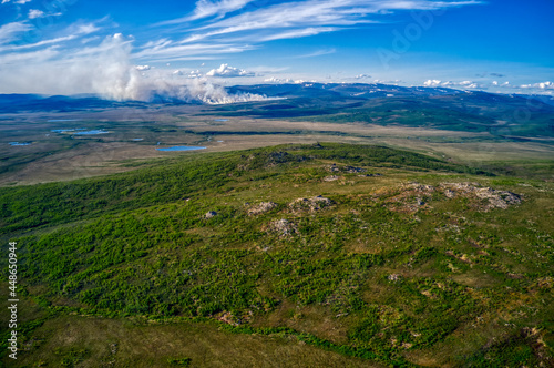 Aerial View of the Dalton Highway during the Alaska Summer