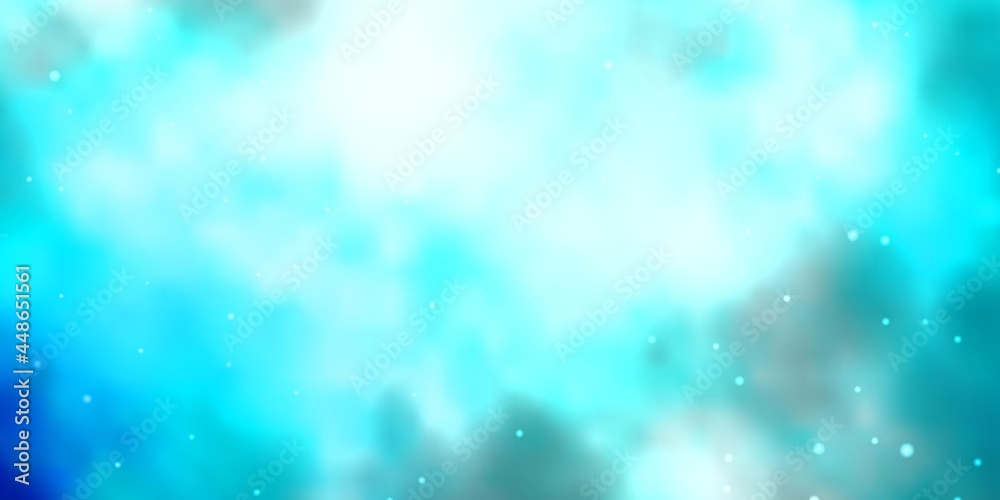 Light BLUE vector template with neon stars.