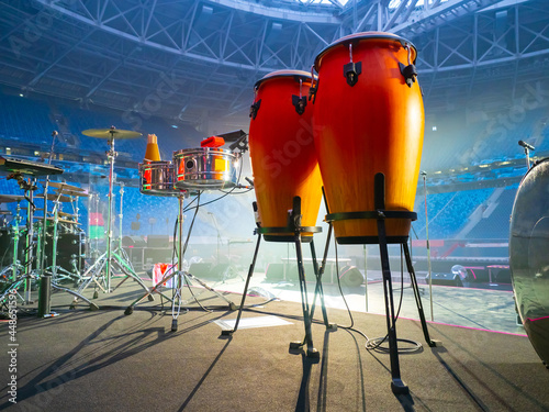 Percussion drums on the bac...