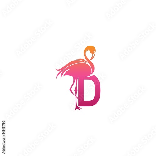 Flamingo bird icon with letter D Logo design vector © xbudhong