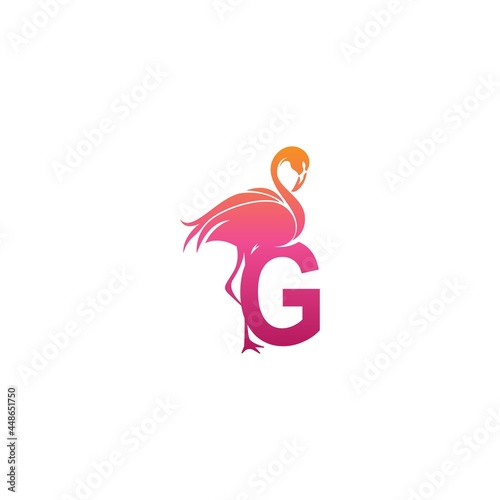 Flamingo bird icon with letter G Logo design vector © xbudhong