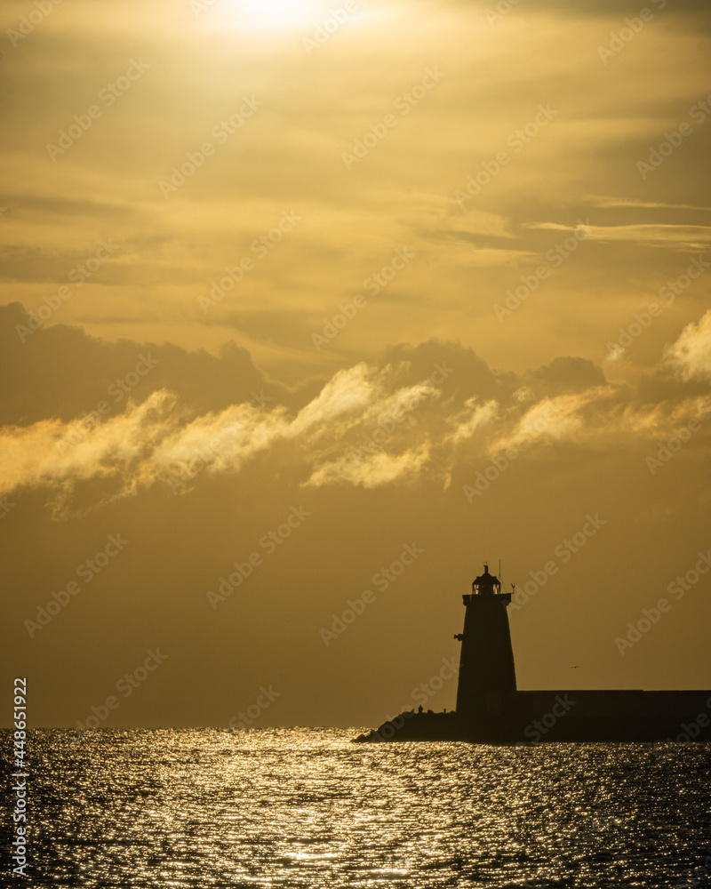 lighthouse at dusk