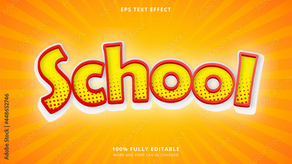 yellow school text effect 100% editable eps cc