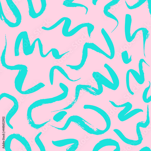 Vector seamless pattern with wavy brush strokes. Hand painted stylish texture for fabric, wallpaper, wrapping.