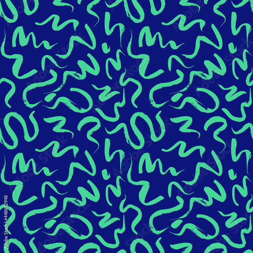 Vector seamless pattern with wavy brush strokes. Hand painted stylish texture for fabric, wallpaper, wrapping.