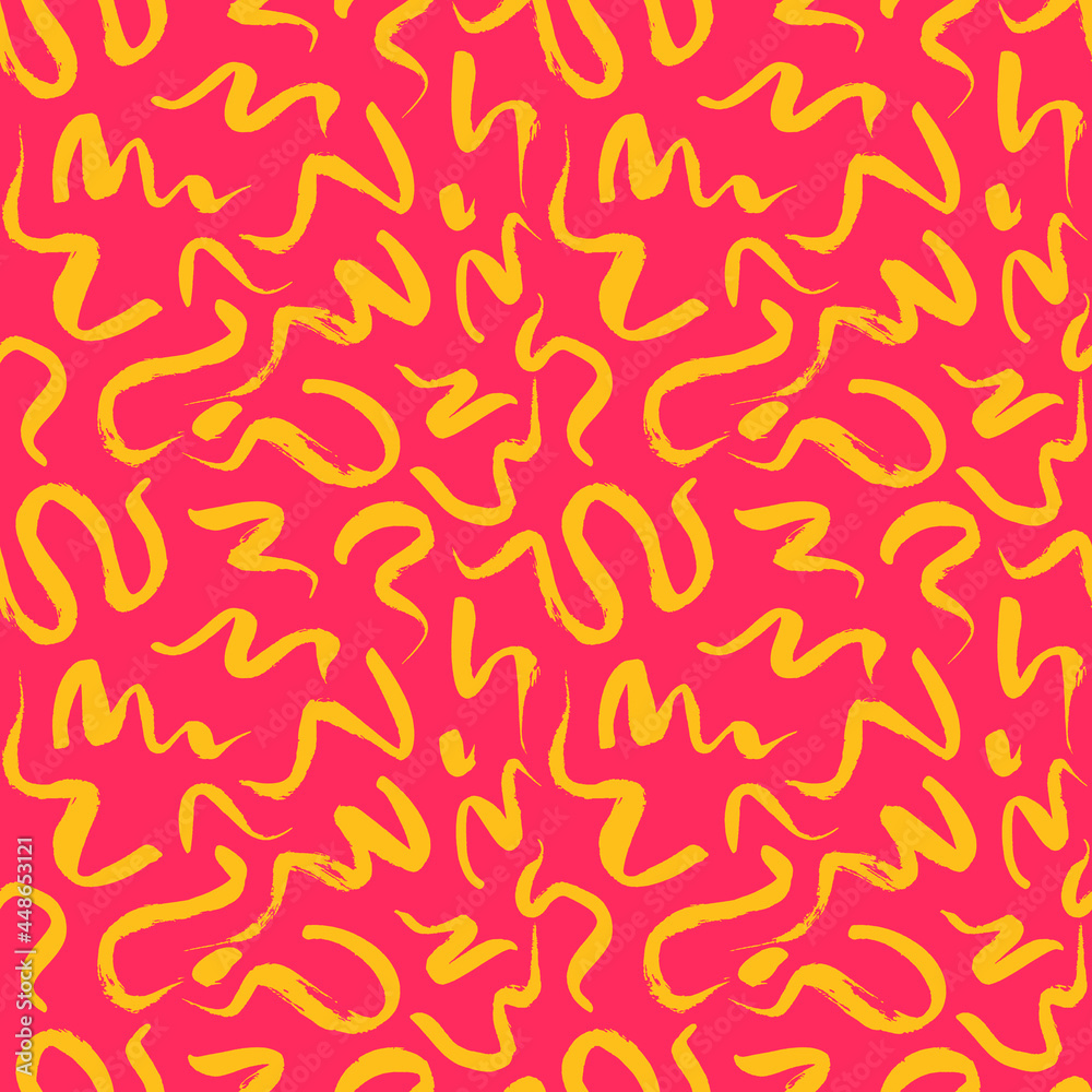 Vector seamless pattern with wavy brush strokes. Hand painted stylish texture for fabric, wallpaper, wrapping.