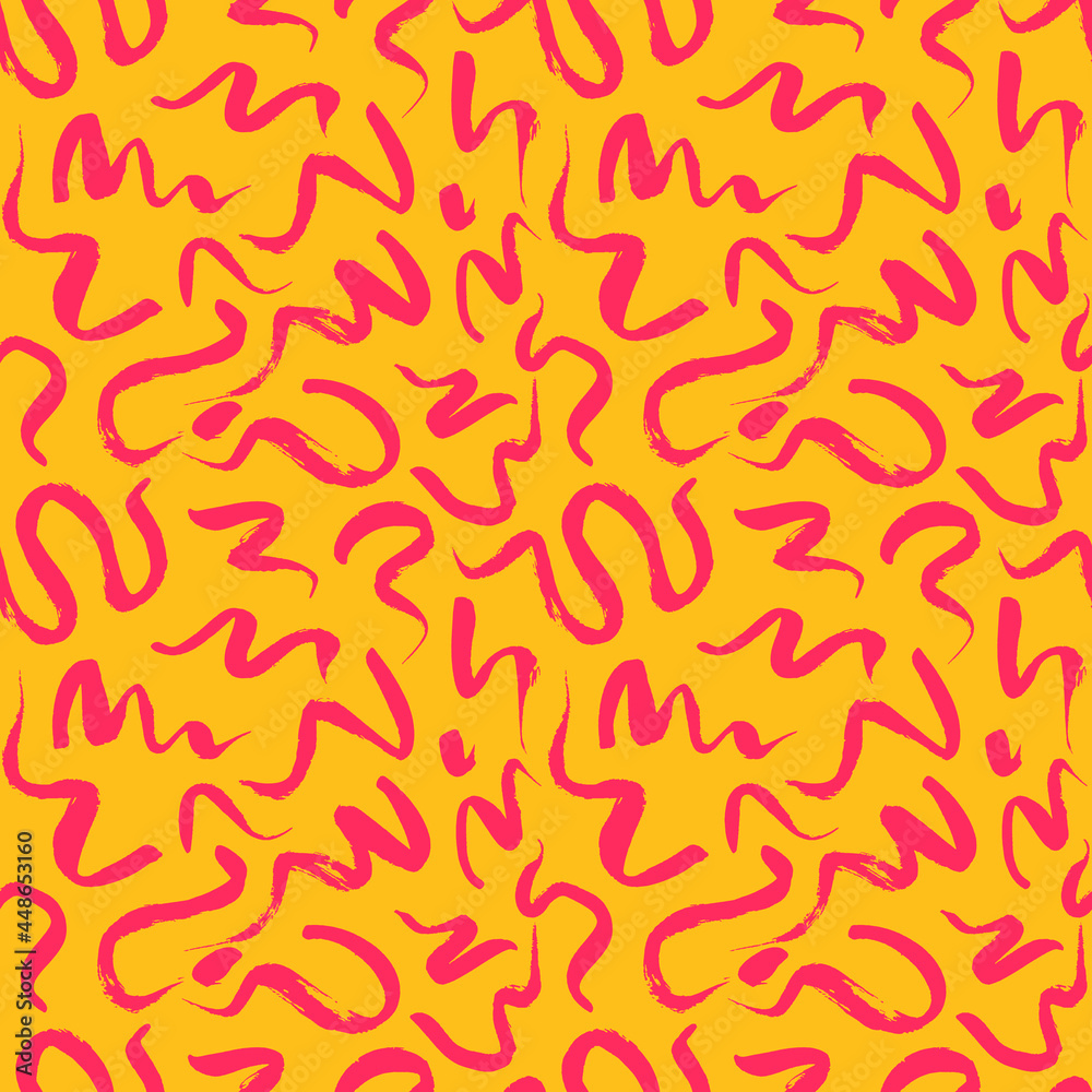 Vector seamless pattern with wavy brush strokes. Hand painted stylish texture for fabric, wallpaper, wrapping.