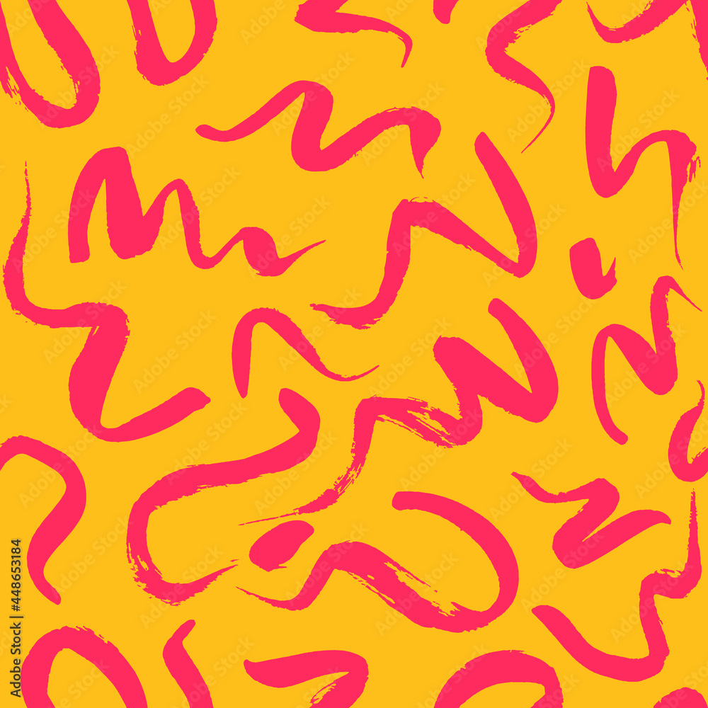 Vector seamless pattern with wavy brush strokes. Hand painted stylish texture for fabric, wallpaper, wrapping.