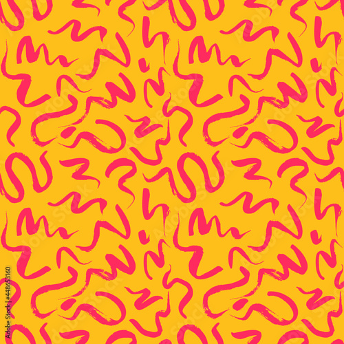 Vector seamless pattern with wavy brush strokes. Hand painted stylish texture for fabric, wallpaper, wrapping.