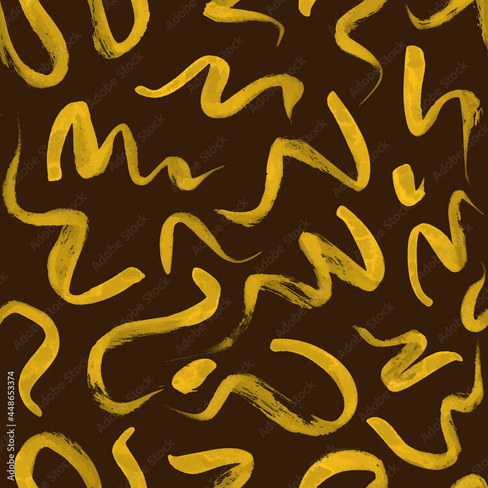 Vector seamless pattern with wavy brush strokes. Hand painted stylish texture for fabric, wallpaper, wrapping.