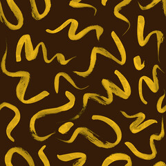 Handdoek met foto Bruin patronen Golvende penseelstreken abstract patroon  © Oleksandra