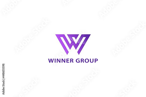 Letter W purple color creative 3d awesome aesthetic glittering technological corporate logo