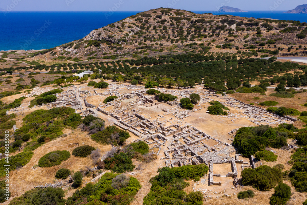 Aerial view of the ancient Minoan town at Gournia in Crete, Greece