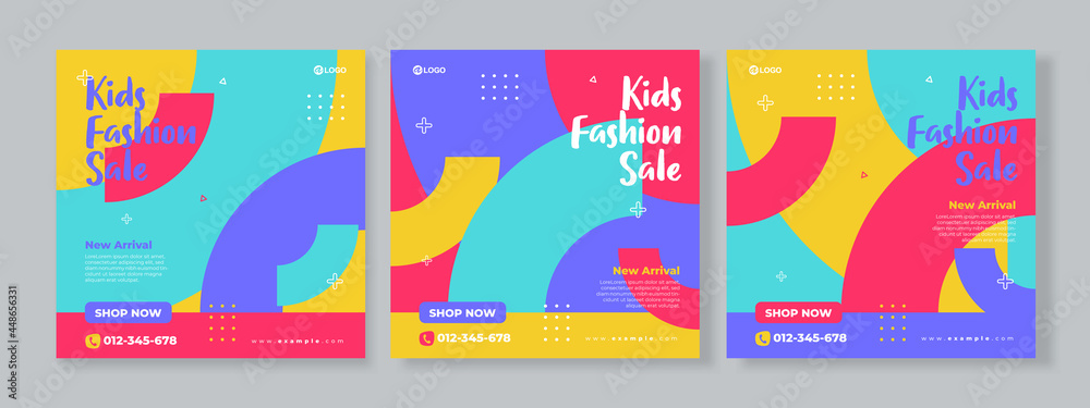 Kids fashion sale social media banner template premium vector