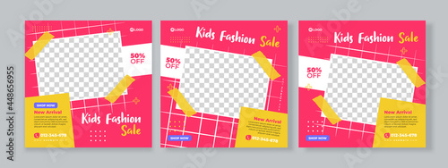 Kids fashion sale social media banner template premium vector