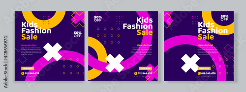 Kids fashion sale social media banner template premium vector