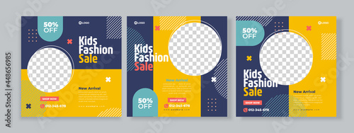 Kids fashion sale social media banner template premium vector