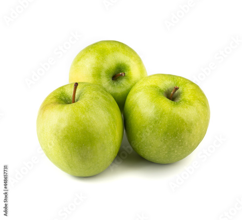 A group of green apples isolated over white background