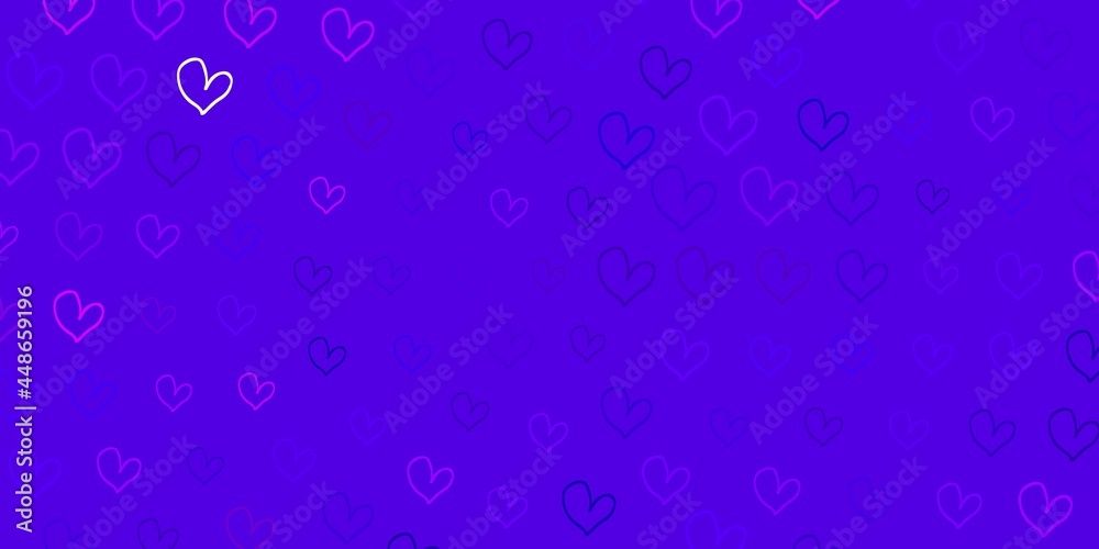 Light Purple, Pink vector background with hearts.