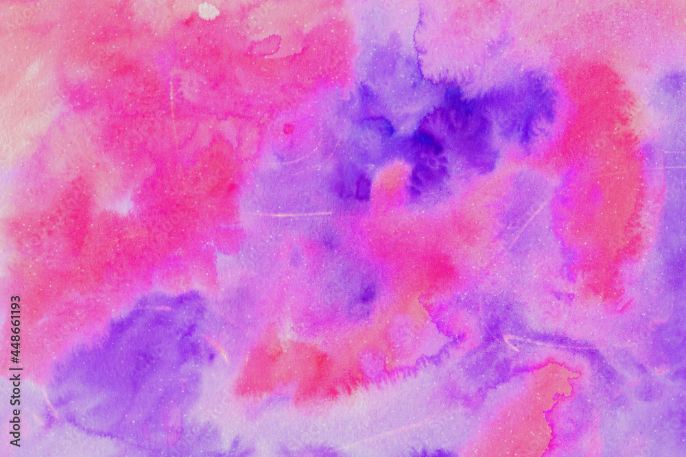 abstract watercolor purple and pink sky and clouds effect painting pattern and grunge brushed gradient texture.