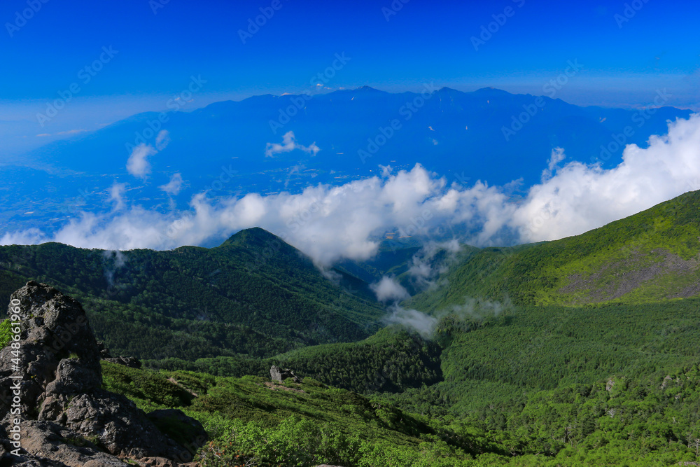 Obraz premium 南八ヶ岳 権現岳山頂から南アルプスを望む