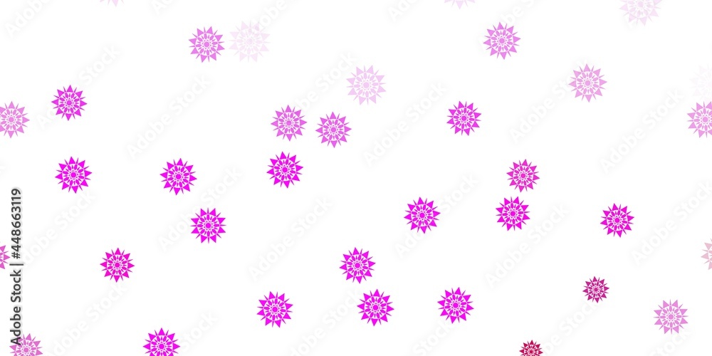Light pink vector template with ice snowflakes.