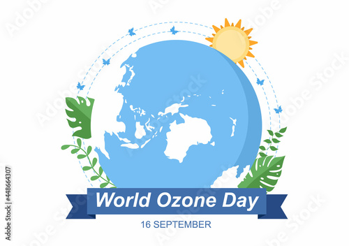 World Ozone Day is Commemorated Every September 16 To Raise Public Awareness About Of The Earth Layer And Protecting Environment. Background Vector Illustration